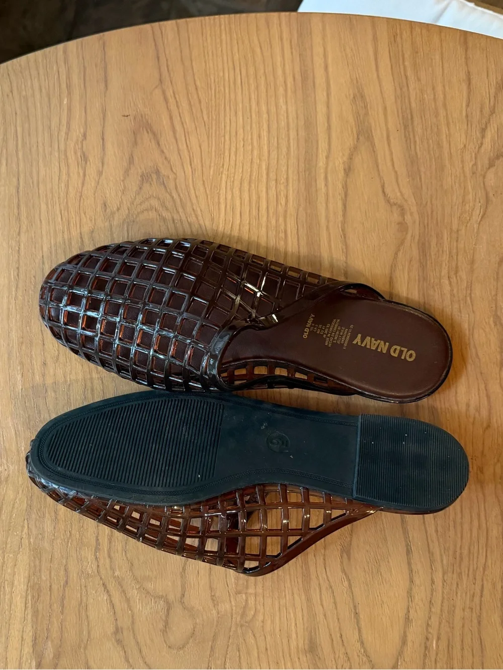 Woven JELLY FLAT OLD NAVY Leather Slip-On Mules in Brown - Picture 7 of 7